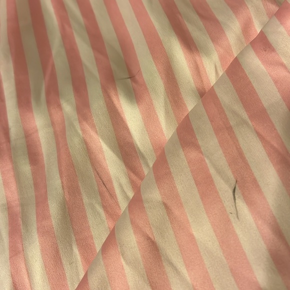 VICTORIA'S SECRET Glazed Satin Long Pajama Set, pink and white, black trim, sz M - Picture 13 of 13